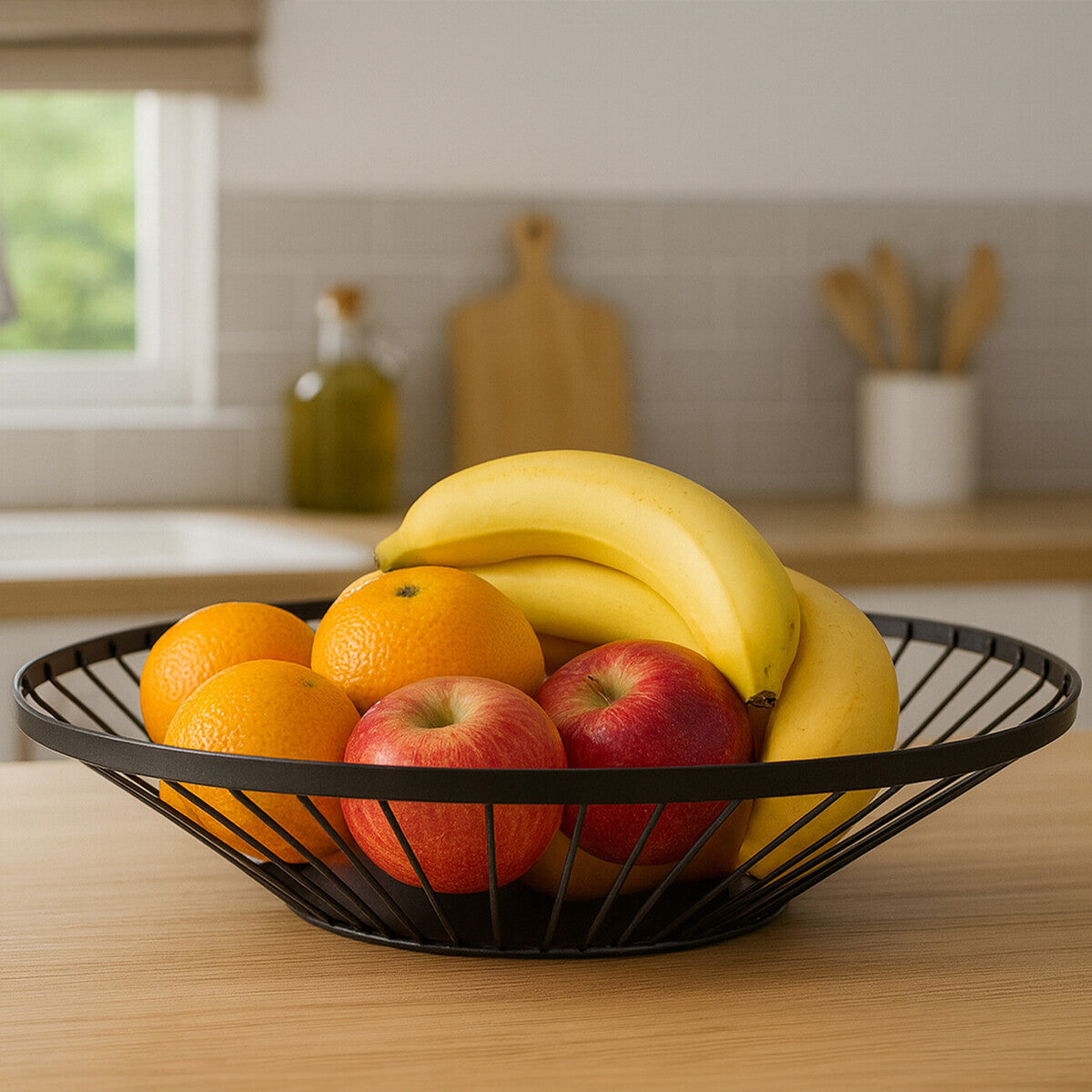 Emery Matt Black Fruit Basket with Flat Base