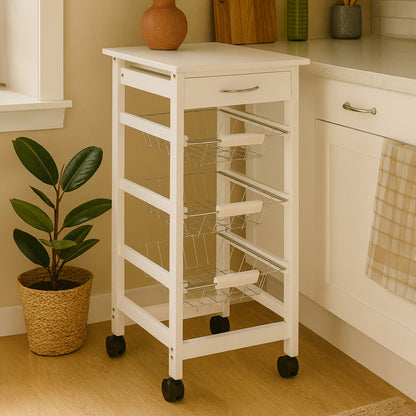 Harlow Glenn White Veneer Finish Kitchen Trolley