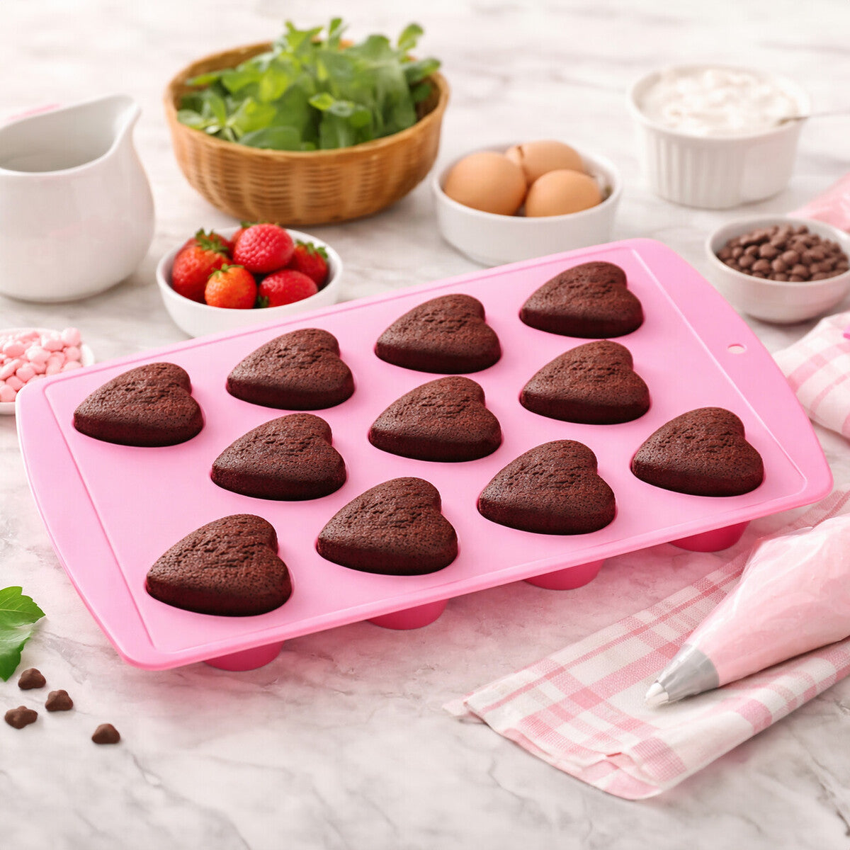 11 Heart Shapes Ice Cube Red Tray