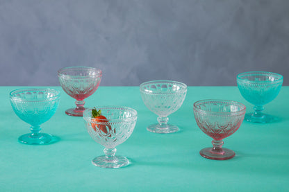 Fleur Set Of Two Blue Glass Sundae Dishes