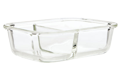 Freska 2 Section Rectangular Glass Container With Lid 640 ml