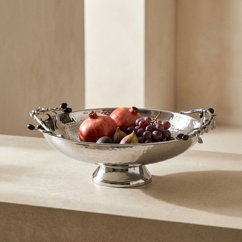 Miressa Low Silver Grapes Fruit Bowl