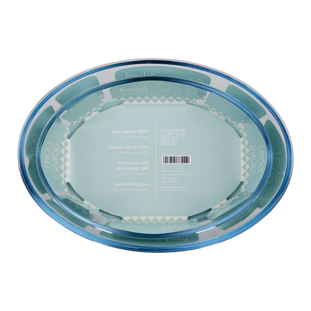 Freska Set Of Two Oval Glass Oven Dishes