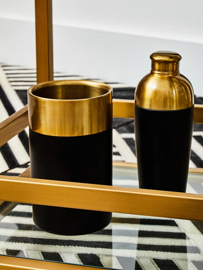 Mixology Gold Finish and Black Wine Cooler