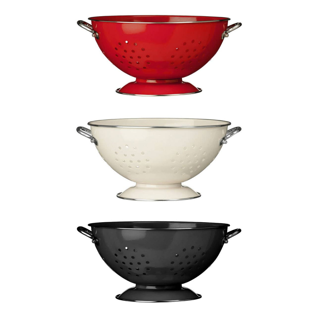 Hollis Retro Black Enamel Colander
