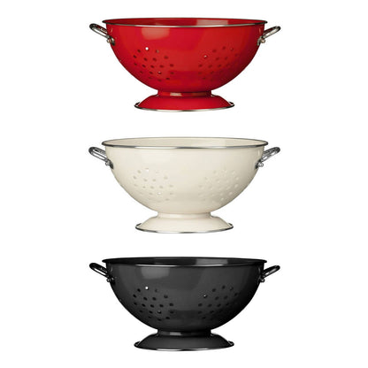 Hollis Retro Black Enamel Colander