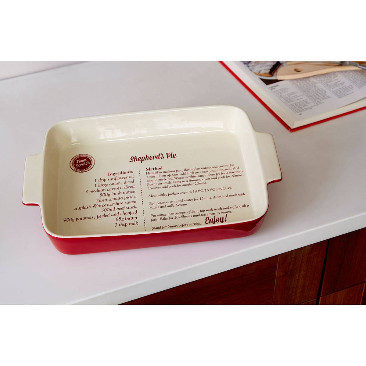 From Scratch Red Stoneware Rectangular Baking Dish
