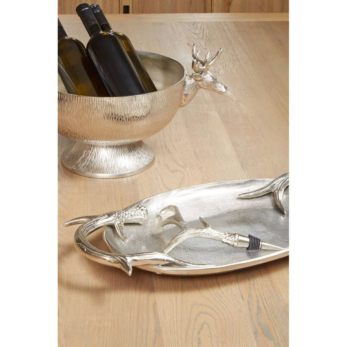Antler Nickel Finish Serving Tray