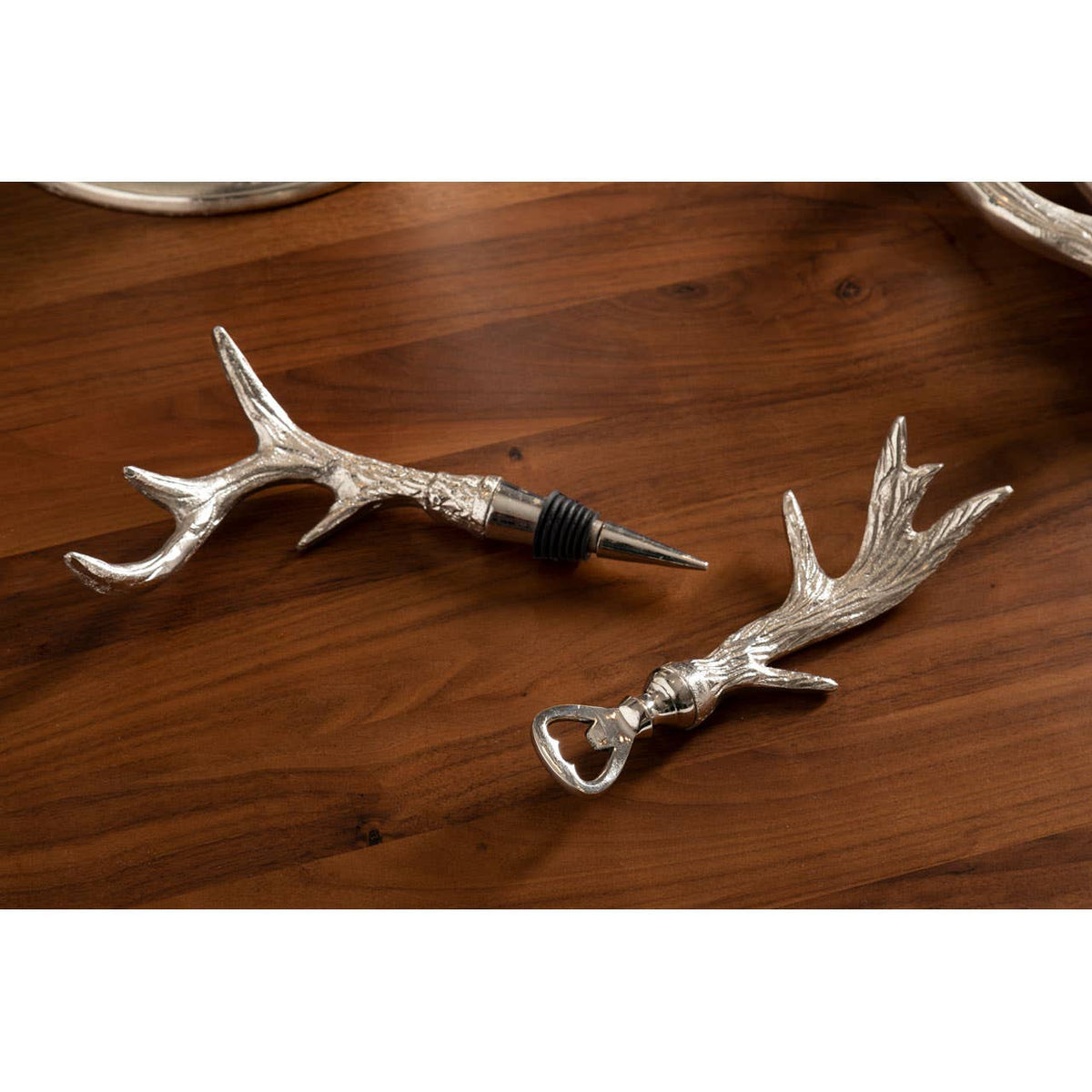 Antler Nickel Finish Bottle Opener