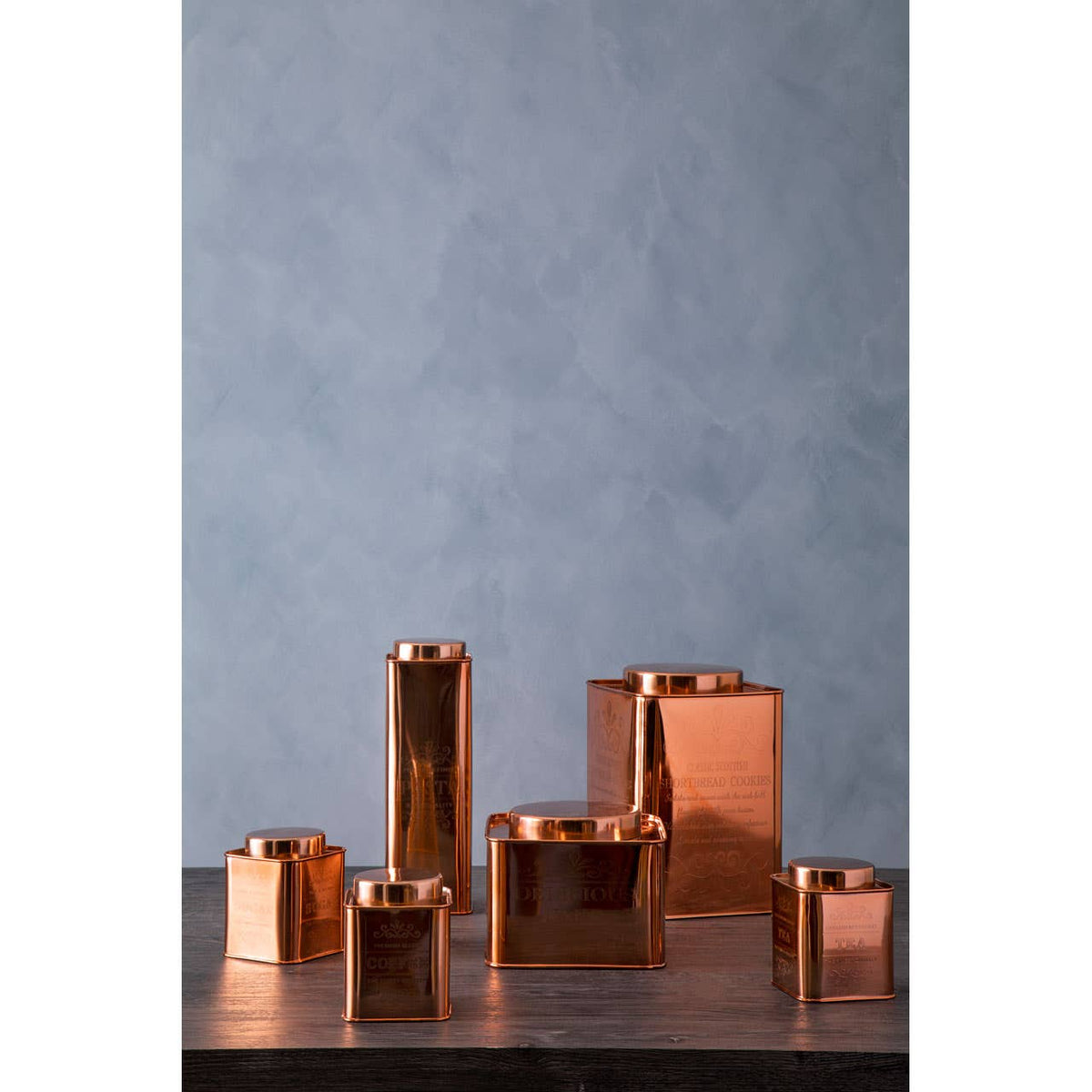 Chai Square Copper Finish Cake Canister