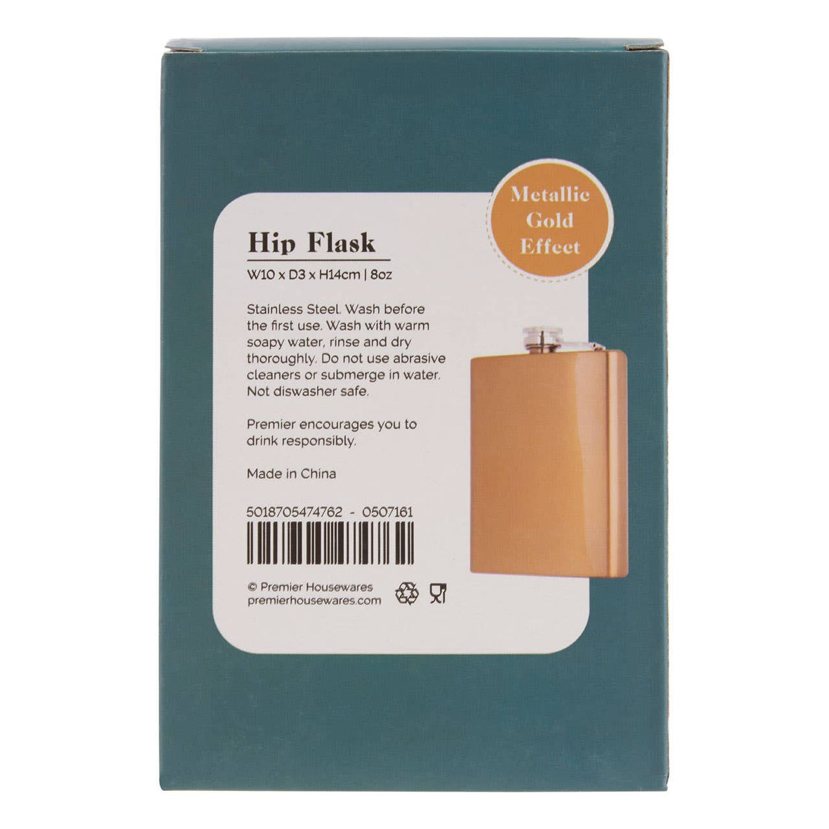 Auden 8oz Gold Finish Hip Flask