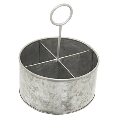 Drummond Galvanised Steel 4 Compartment Round Cutlery Caddy