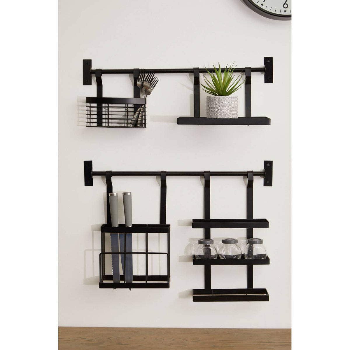 Sorello Matt Black Hanging Shelf Storage Rack