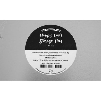 Paice Set of Three Happy Owls Storage Tins