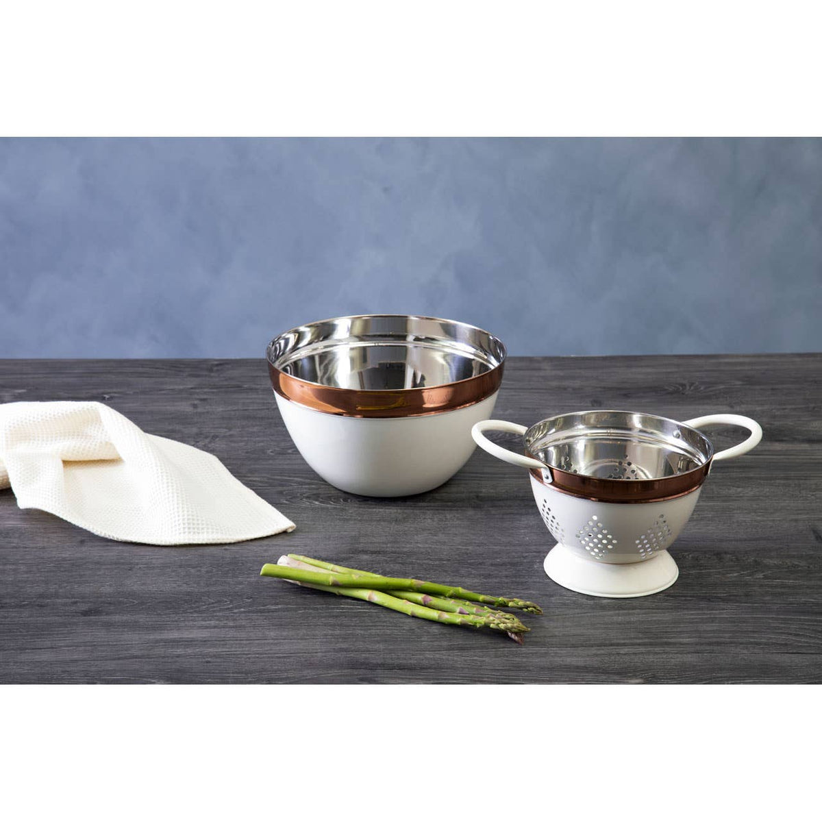 Prescott Small Cream and Copper Colander