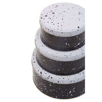 Paice Set Of Three Black And White Storage Tins