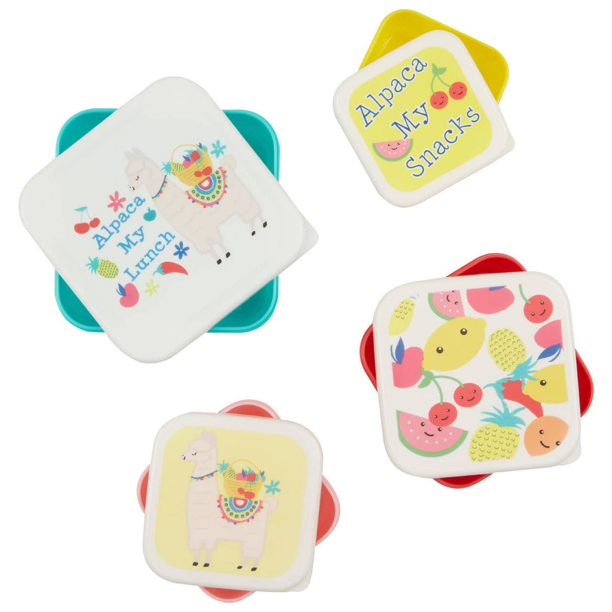 Mimo Set Of 4 Fruity Alpaca Lunch Box