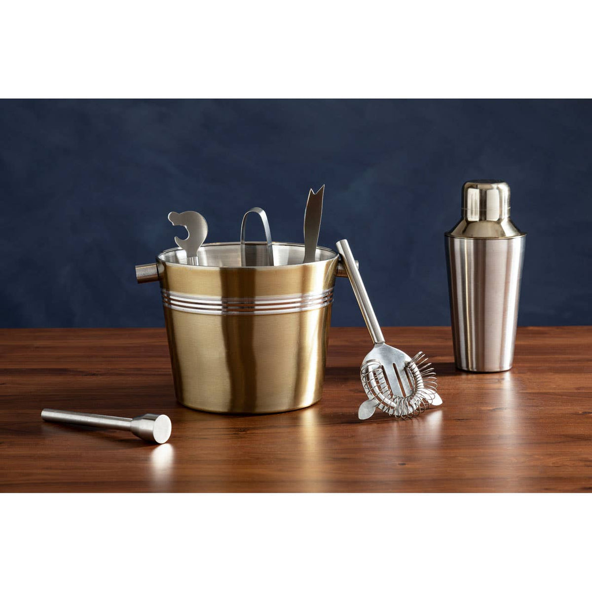 Mixology 7 Piece Bar Set in Brushed Gold Finish