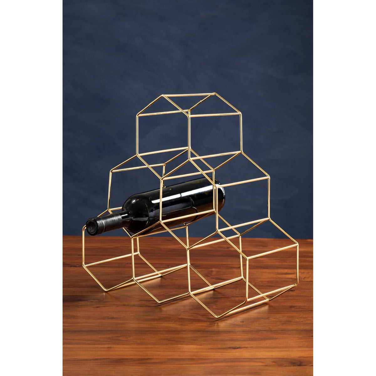 Vertex 6 Bottle Gold Finish Wine Rack