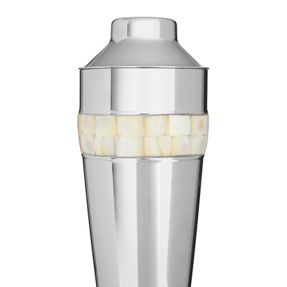 Silver Cocktail Shaker With Mother Of Pearl Inlay