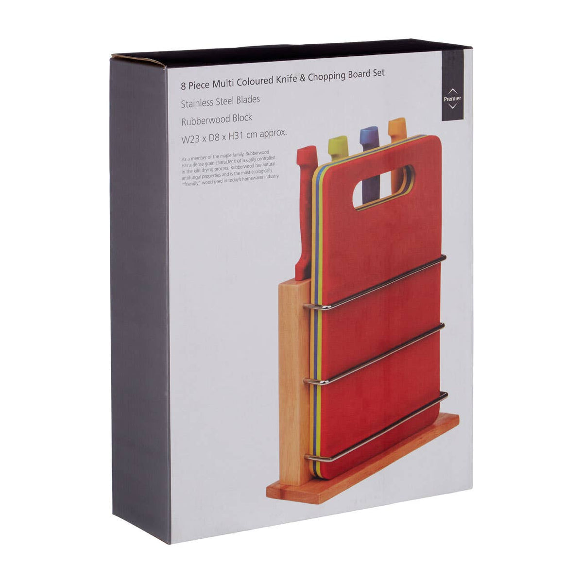 Dahra Set of 4 Colourful Chopping Boards with Stand