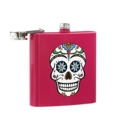 Auden Pink Hip Flask Skull Design