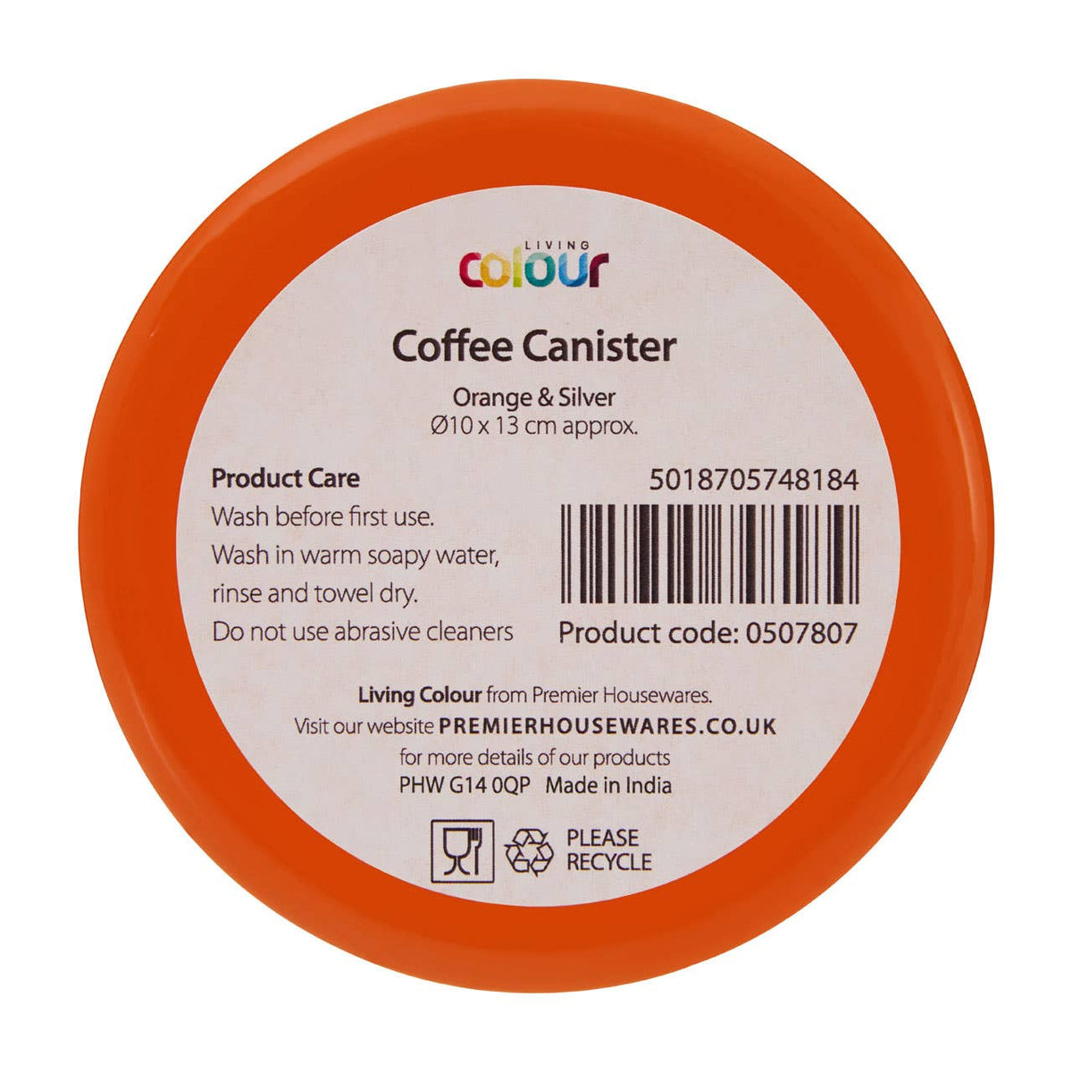 Liberty Orange Enamel Coffee Canister