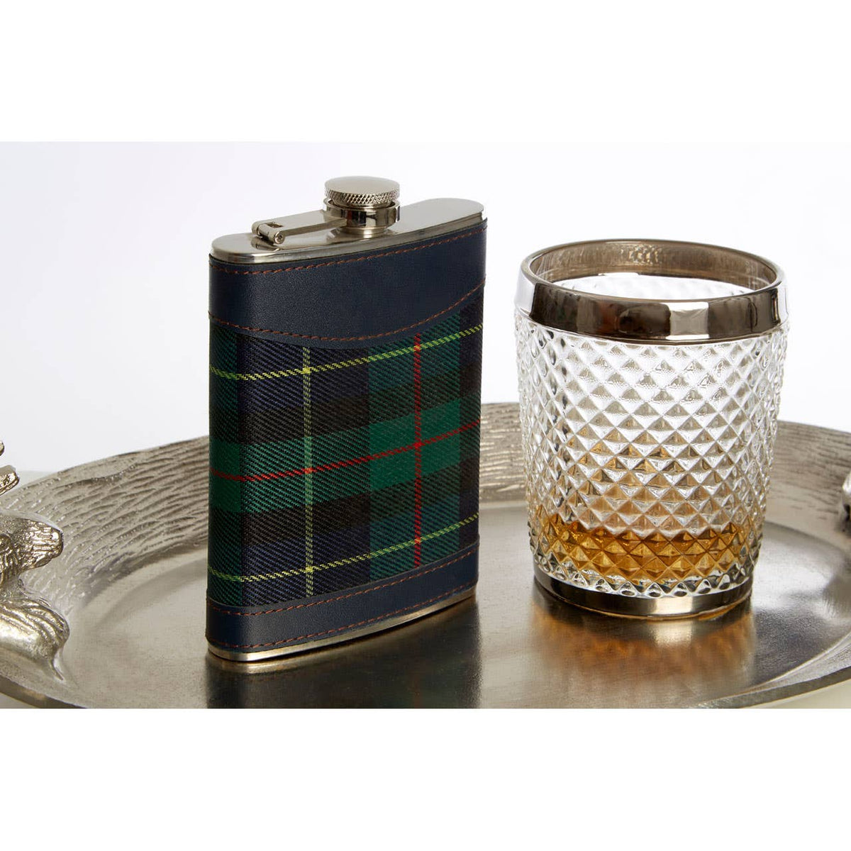 Auden Green Tartan Hip Flask