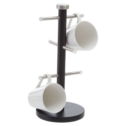 Hirano Matt Black Metal 6 Cup Mug Tree