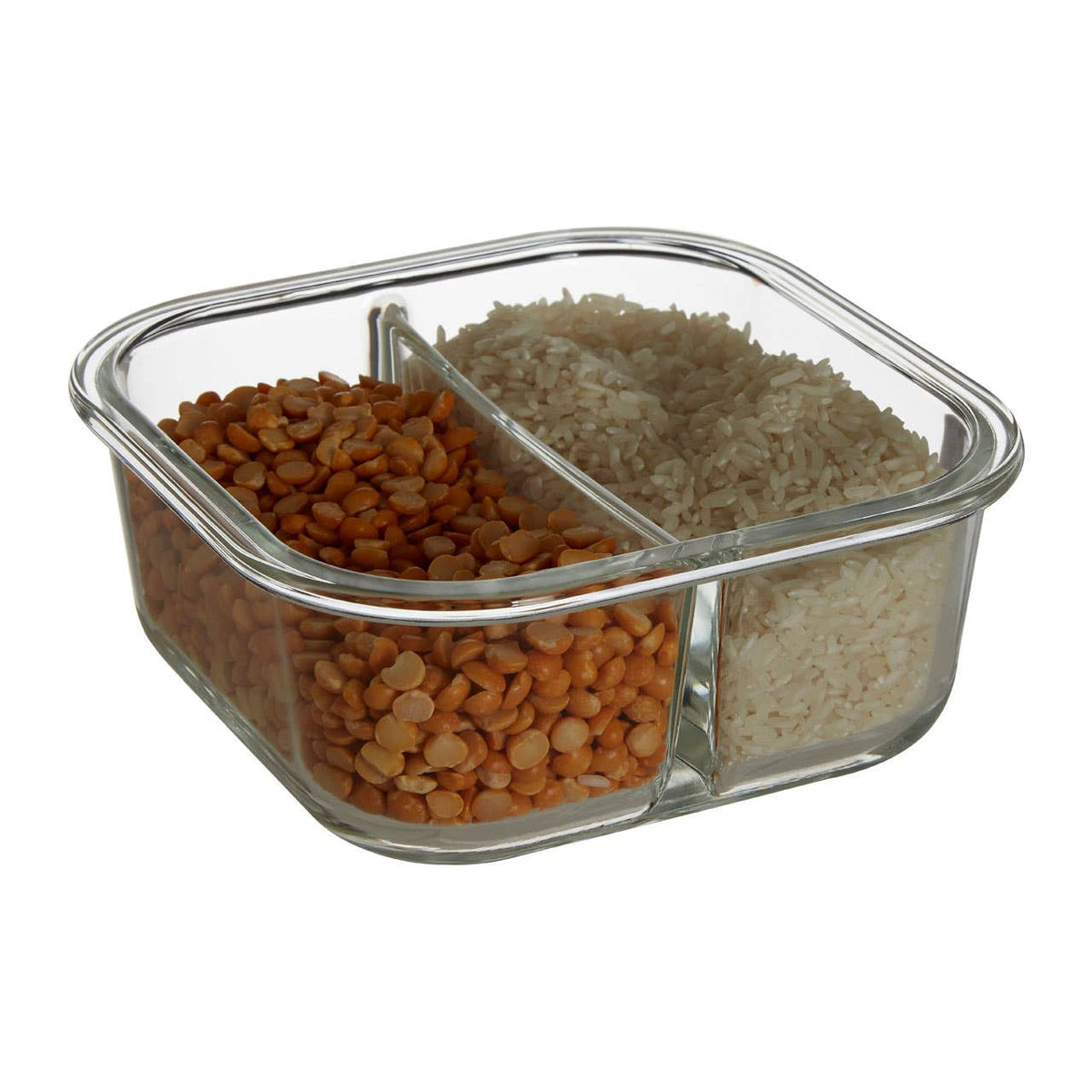Freska 2 Section Square Glass Container With Lid 800 ml