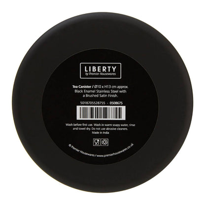 Liberty Black Enamel  and Silver Tea Canister