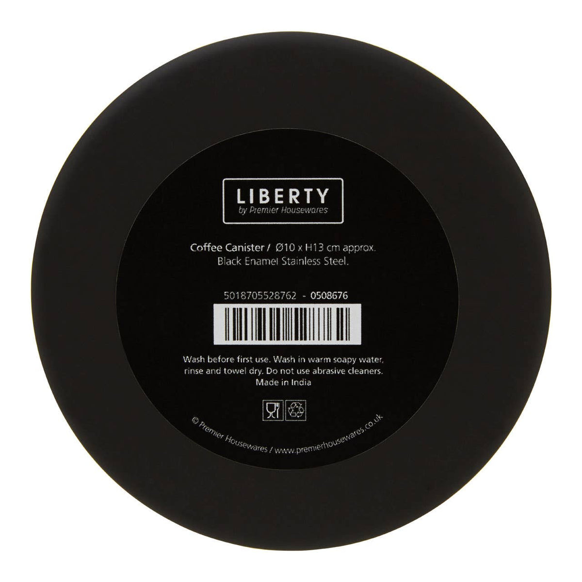 Liberty Black Enamel and Silver Coffee Canister