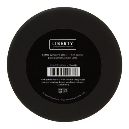Liberty Black Enamel and Silver Coffee Canister