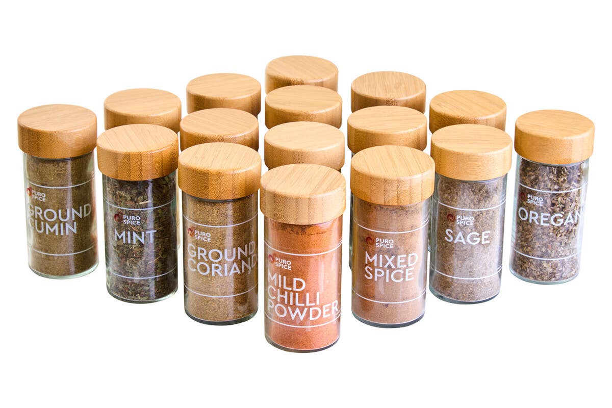 Puro Bamboo Revolving Spice Rack with 16 Jars