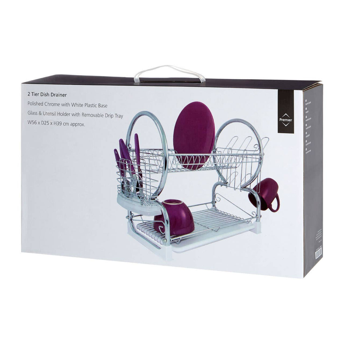 Laurie 2 Tier Dish Drainer with Plastic Tray - White