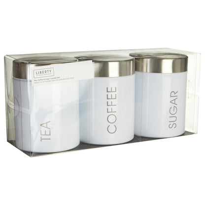 Liberty White Enamel Tea Coffee and Sugar Set