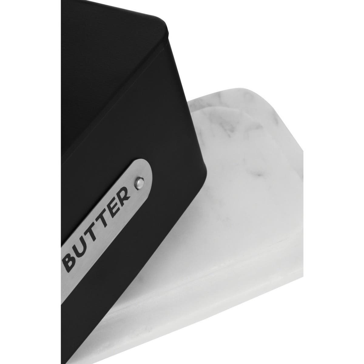 Liberty Black Enamel and White Marble Butter Dish