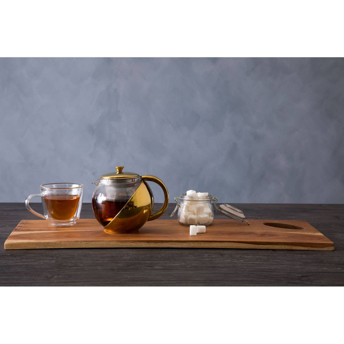 Fuso  Gold Finish Glass 600 ml Teapot With Infuser