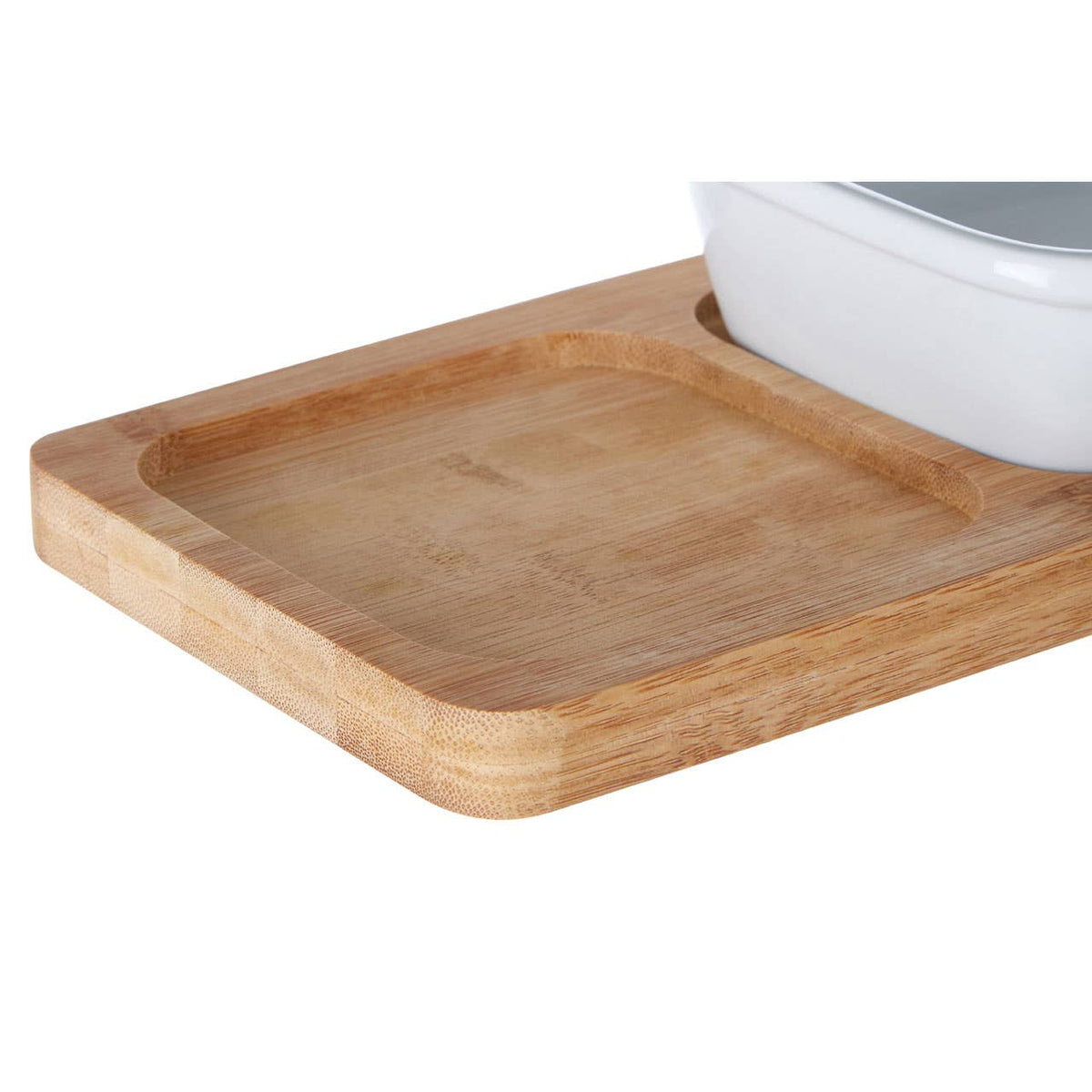 Aleki Bamboo Snack Tray With White Dipping Bowl