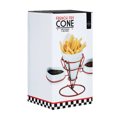 Hollywood French Fry Cone With 2 Dip Dishes On Red Stand