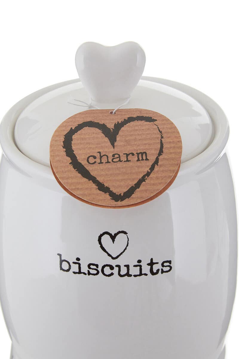 Charm White Dolomite Biscuit Canister