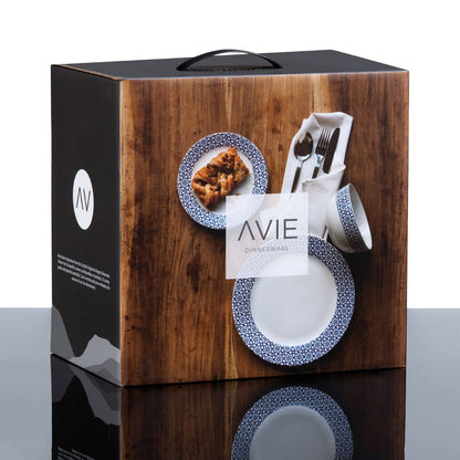 Avie Casablanca 12 Piece Blue Dinner Set