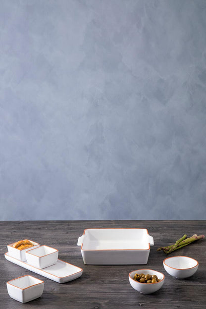 Calisto Terracotta Set of 3 Dip Bowls with Tray in White