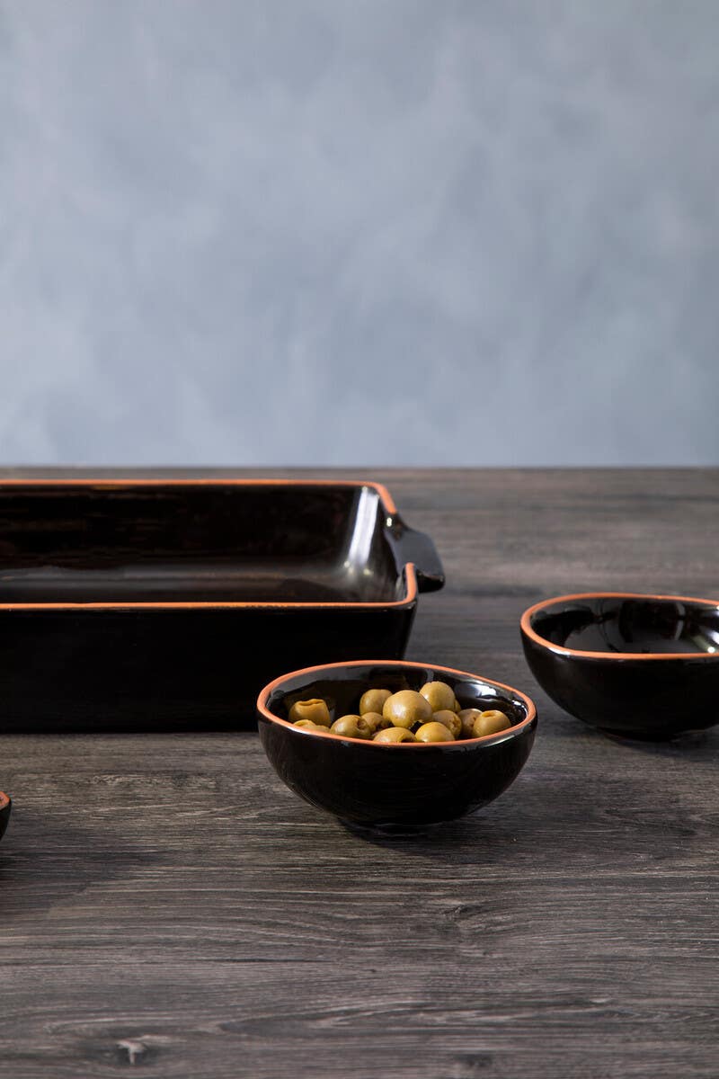 Calisto Terracotta Black Glazed Oven to Table Dish