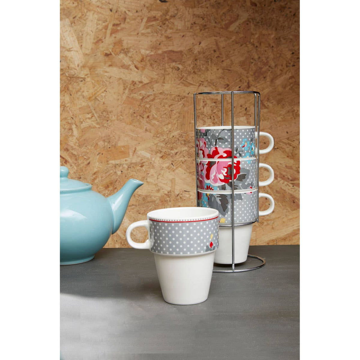 Pippa Set Of Four Stackable Mugs with Stand