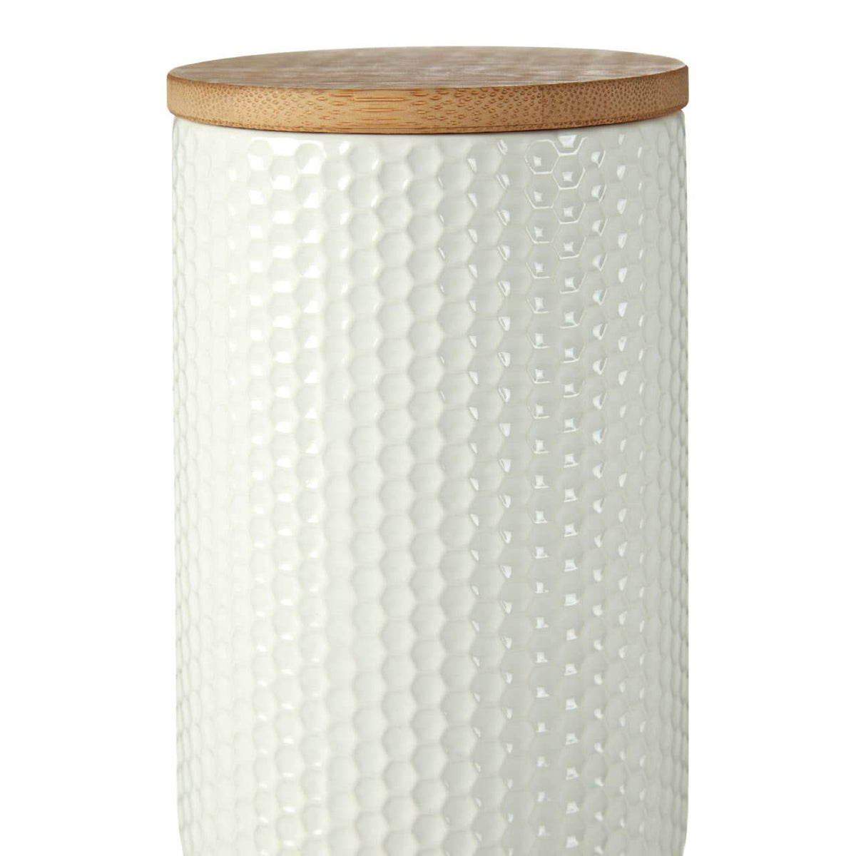 Geome 750ml White Canister with Bamboo Lid