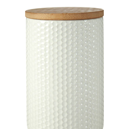 Geome 750ml White Canister with Bamboo Lid