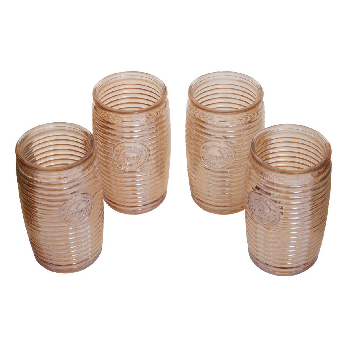 Dayla Set Of Four Gold Ribbed Glass Tumblers