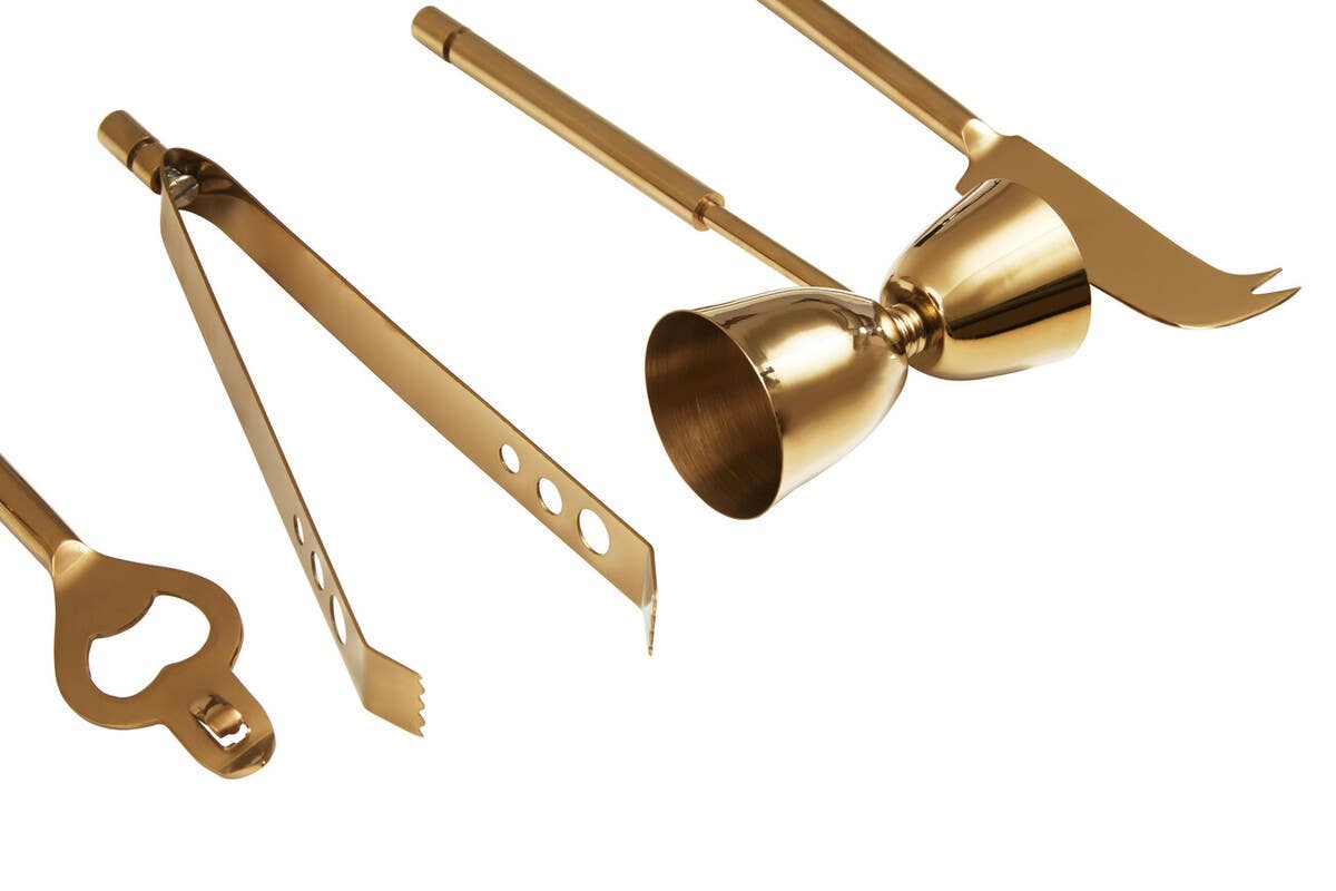 Omari Marble And Gold Finish Bar Tool Stand