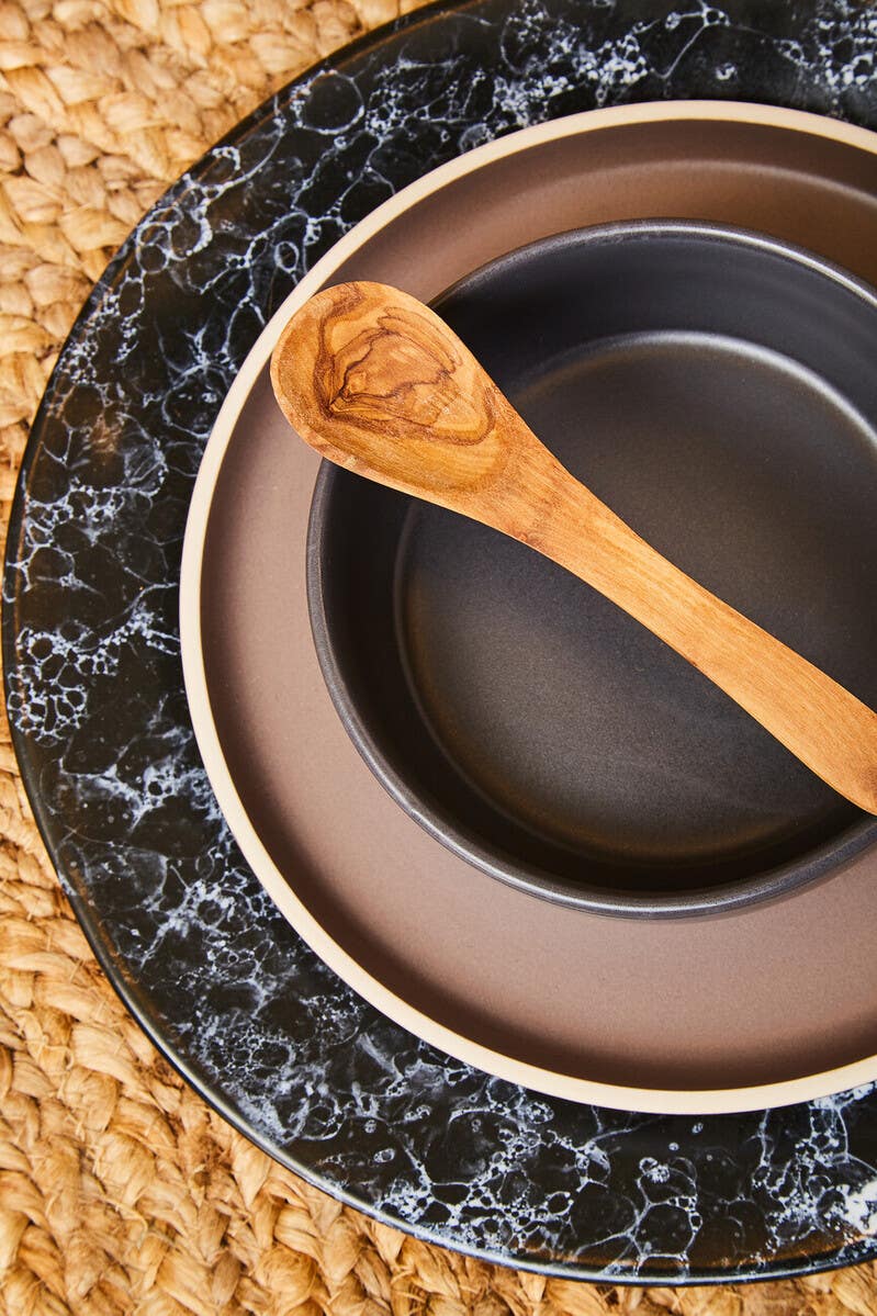 Hygge Black Marble Effect Dinner Plate